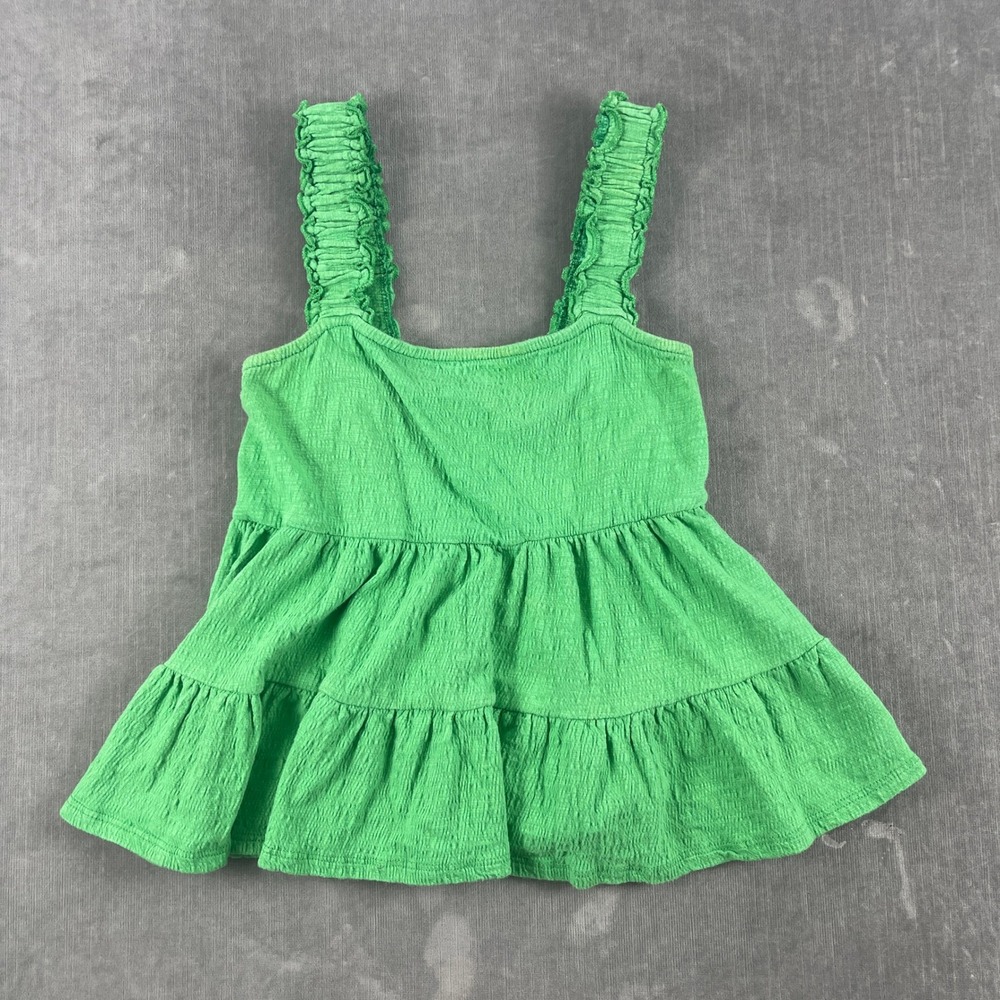 Altar'd State Women S Green Tank Top Tiered Ruffle Babydoll Peplum